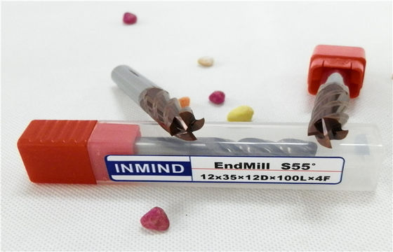 Dört uç değirmen kesici katı karbid uzun boyunlu sonunda Mills standart tip HRC55 flüt