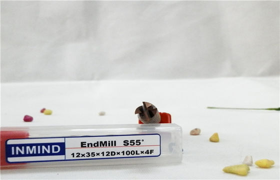 Dört uç değirmen kesici katı karbid uzun boyunlu sonunda Mills standart tip HRC55 flüt