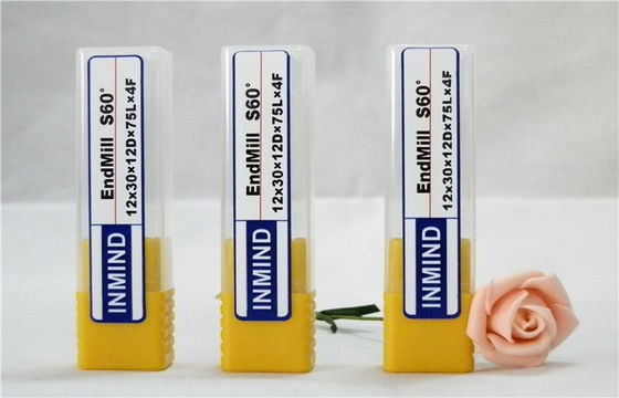 Endüstriyel 4 flüt Mill End, sonunda fabrikaları uzun şaft HRC60 kare TiAlN kaplı