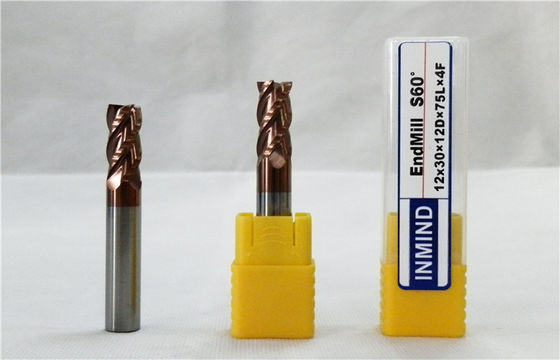 Endüstriyel 4 flüt Mill End, sonunda fabrikaları uzun şaft HRC60 kare TiAlN kaplı